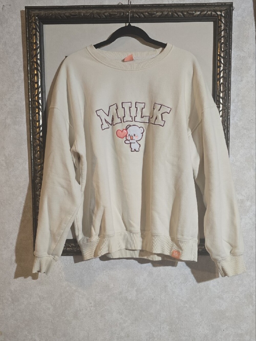 #317. Official Cream Milkmochabear Varsity Graphic Crewneck Sweatshirt. - Picture 10 of 10